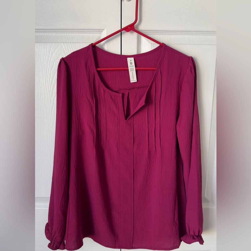 Pink, long sleeve blouse, M